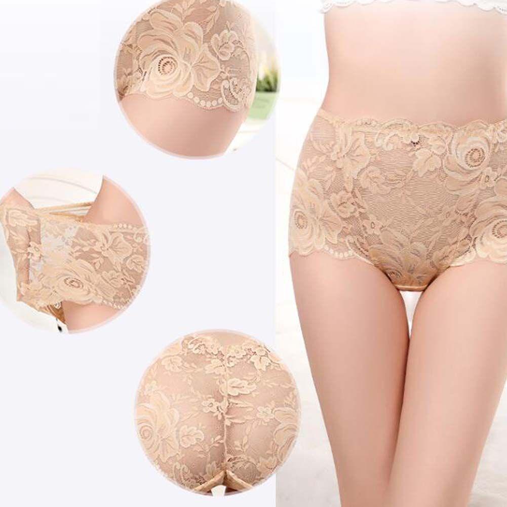 4 Pcs Womens Lace Sexy Bikini Panties Plus Size Boyshorts Panties High Waist Briefs Underwear,Blue Black Purple Wine Red - Clothes For Her Online Store