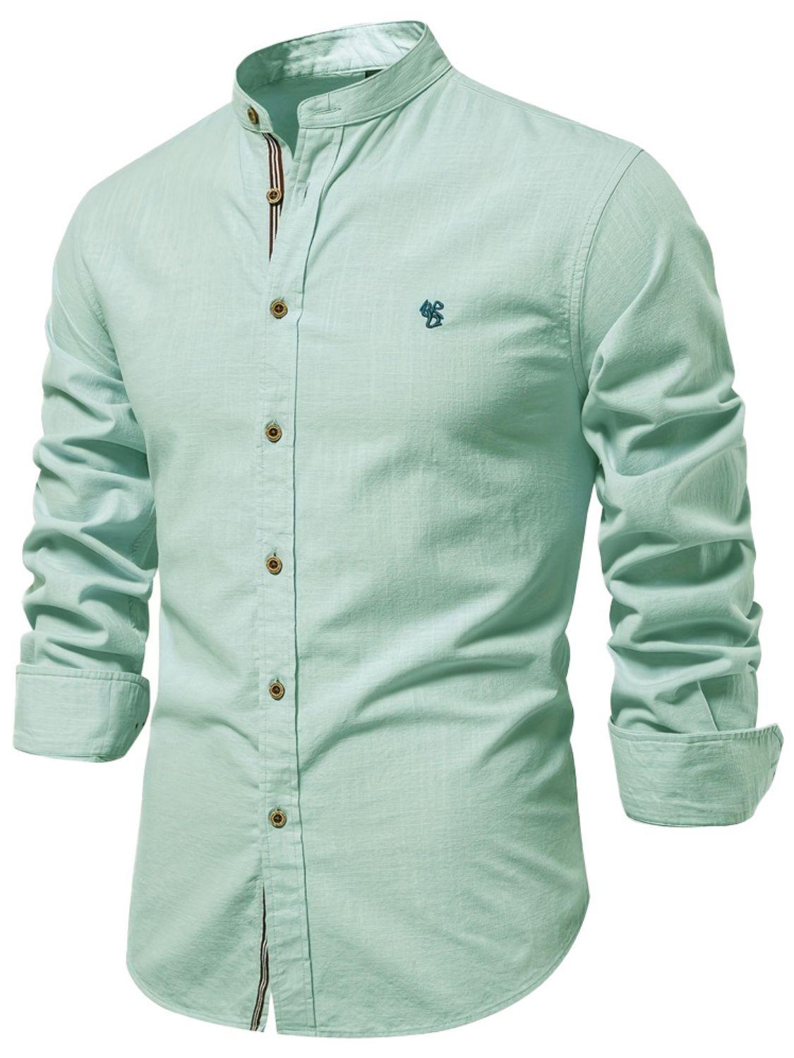 Men's Full Size Button Down Embroidered Shirt Plus Size - Clothes For Her Online Store