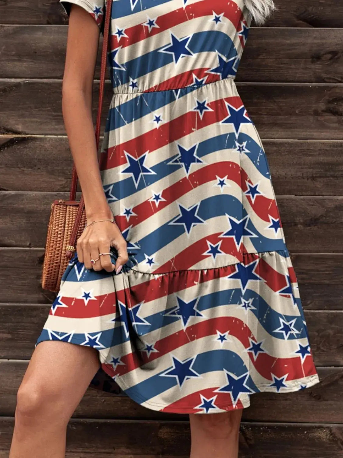 Striped & Star Short Sleeve Mini Tee Dress - Clothes For Her Online Store