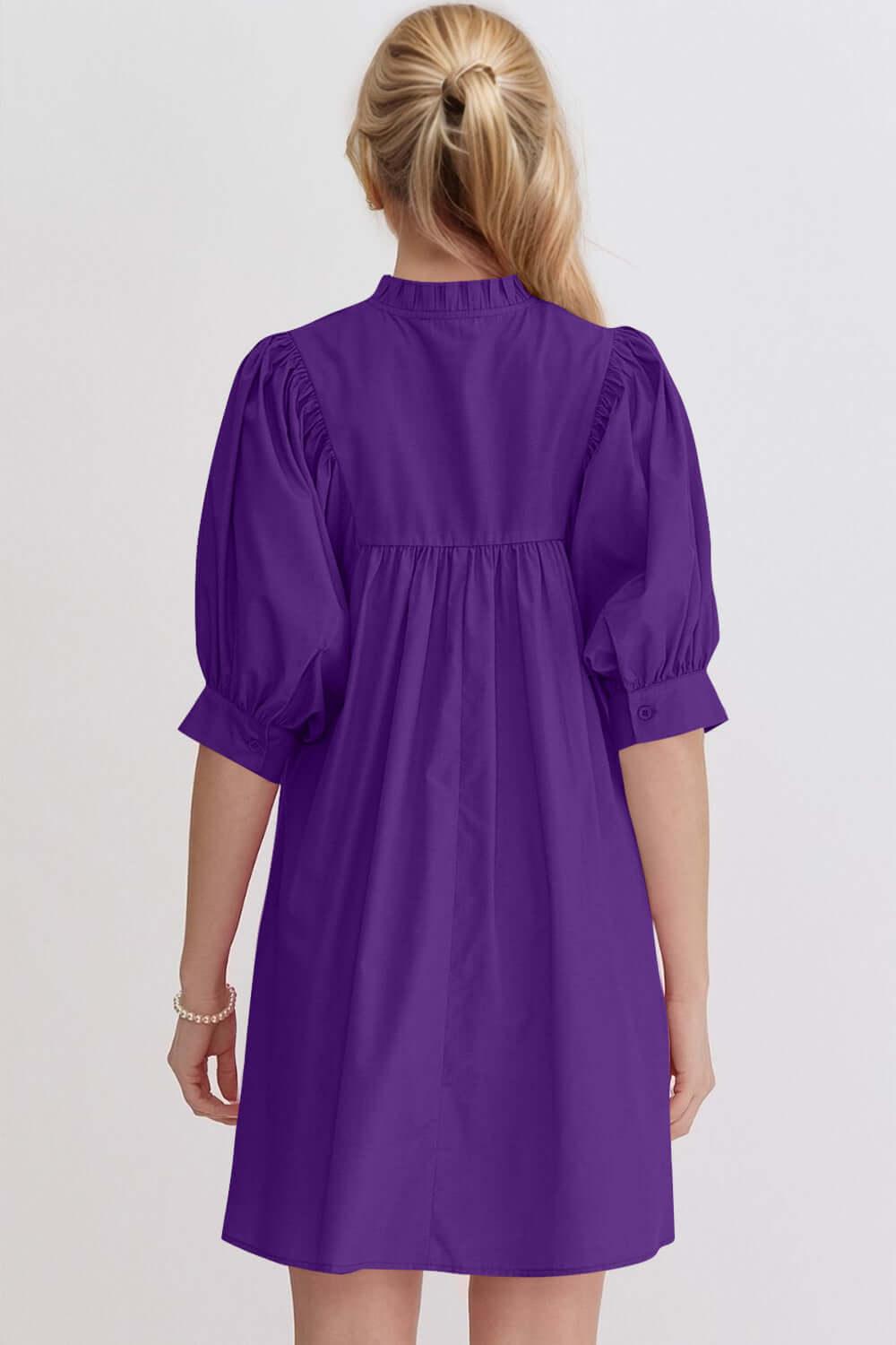 Oh Frill Notched Puff Sleeve Babydoll Mini Dress - Clothes For Her Online Store