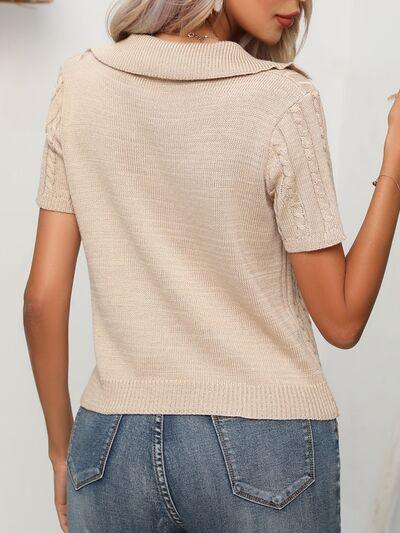 Cable Knit Short Sleeve Top - Clothes For Her Online Store