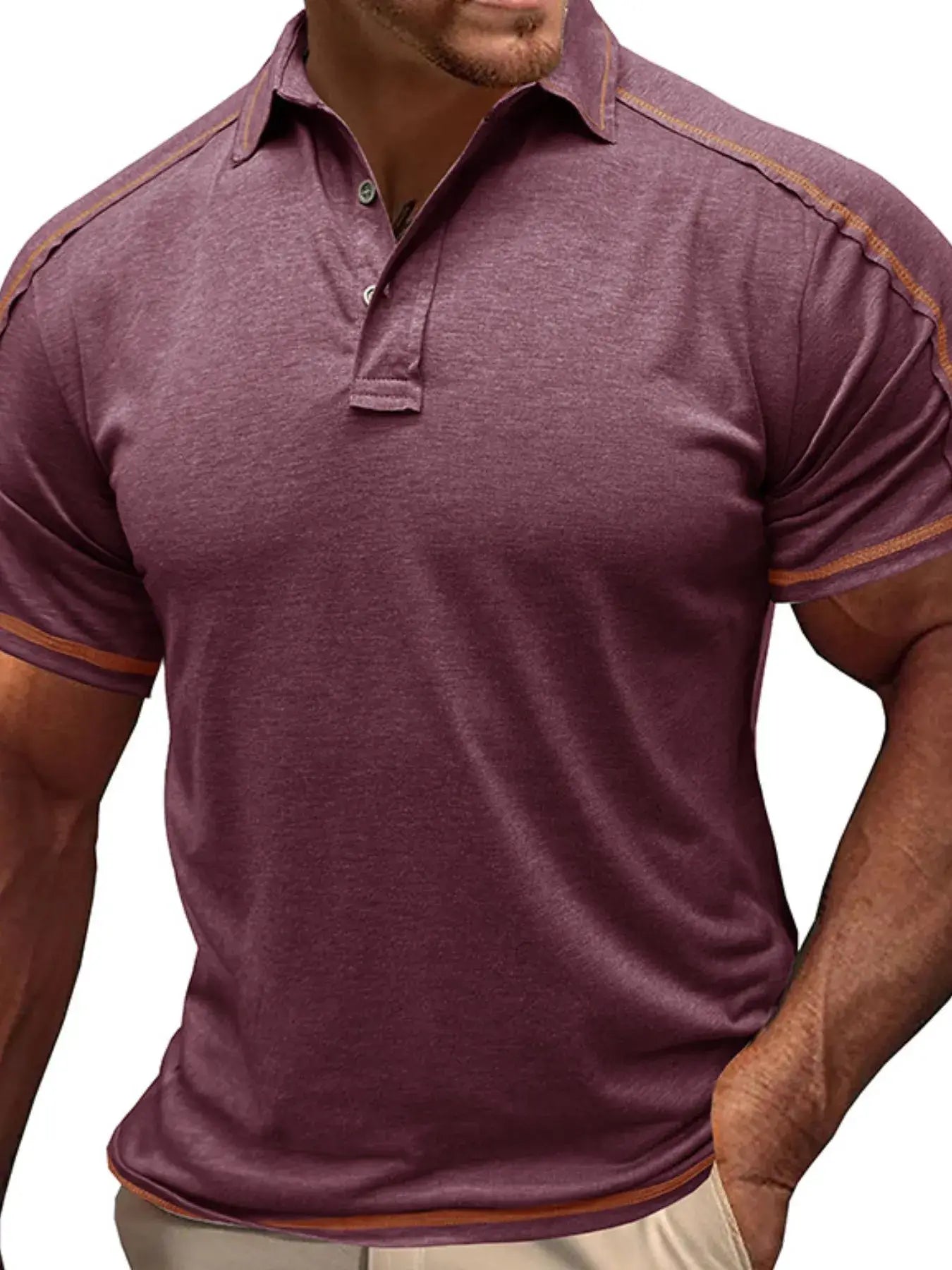 Men's Collared Neck Polo Shirt with Contrast Piping