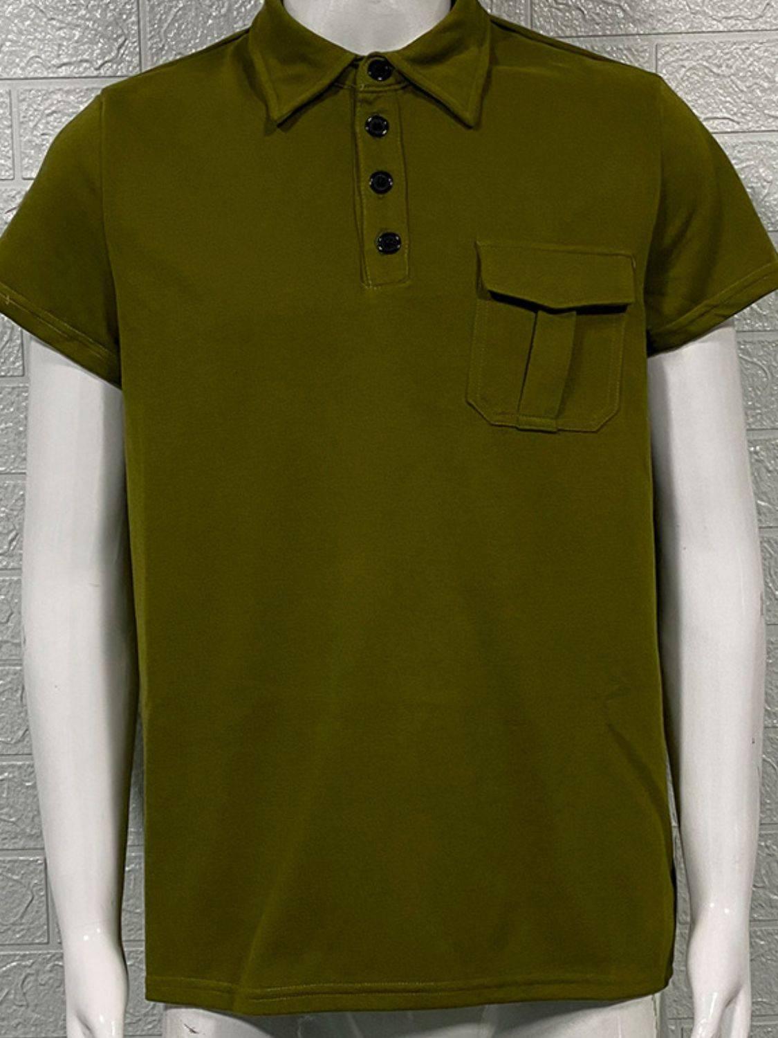 Men's Full Size Collared Neck Short Sleeve Polo Plus Size - Clothes For Her Online Store