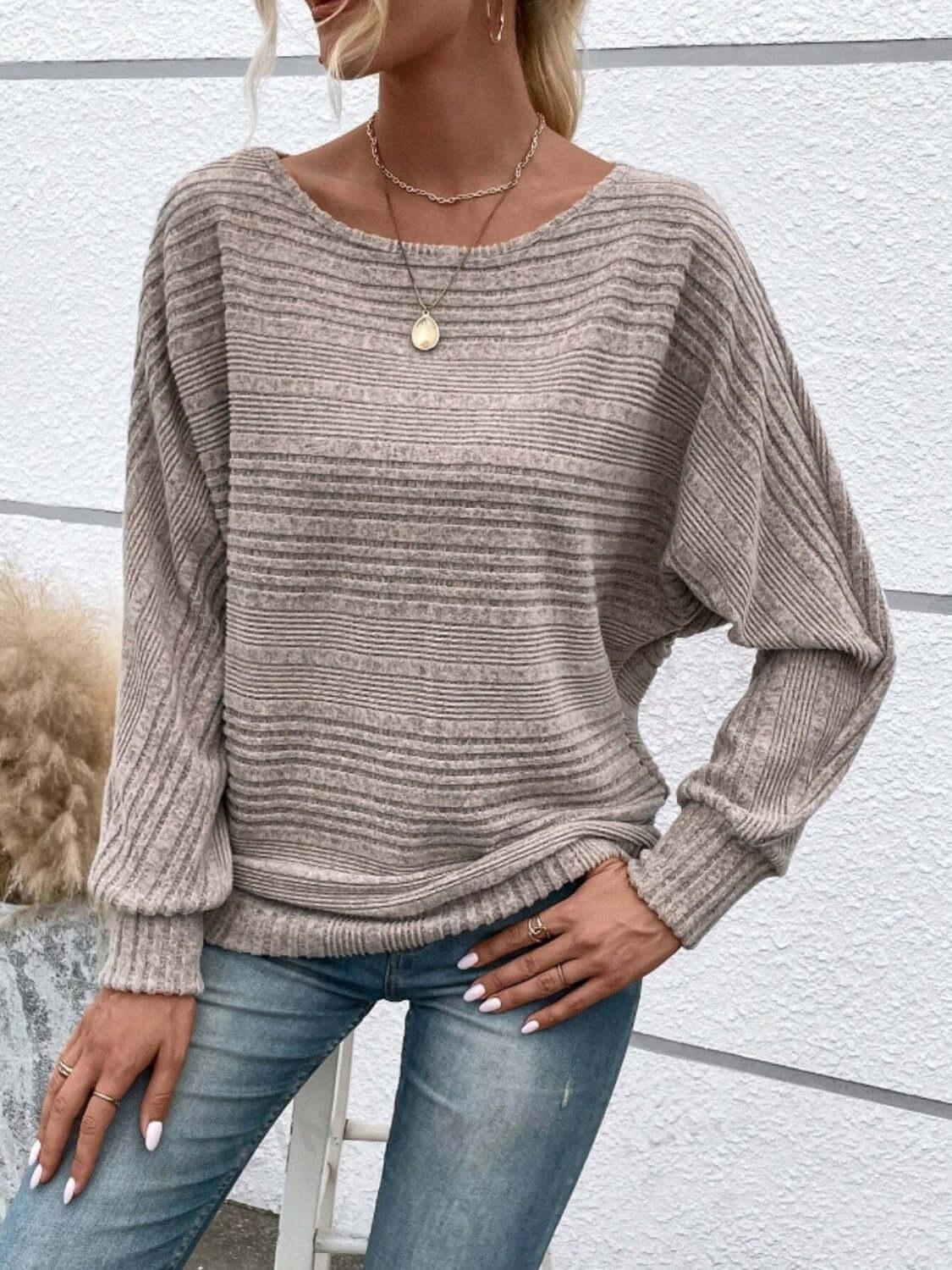 Full Size Round Neck Long Sleeve Top - Clothes For Her Online Store