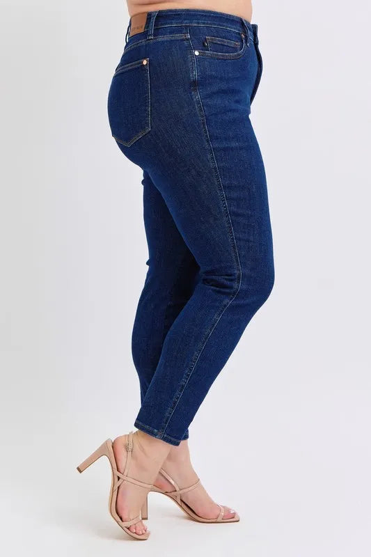 Judy Blue Full Size Midi Rise Tummy Control Classic Skinny Jeans Plus Size