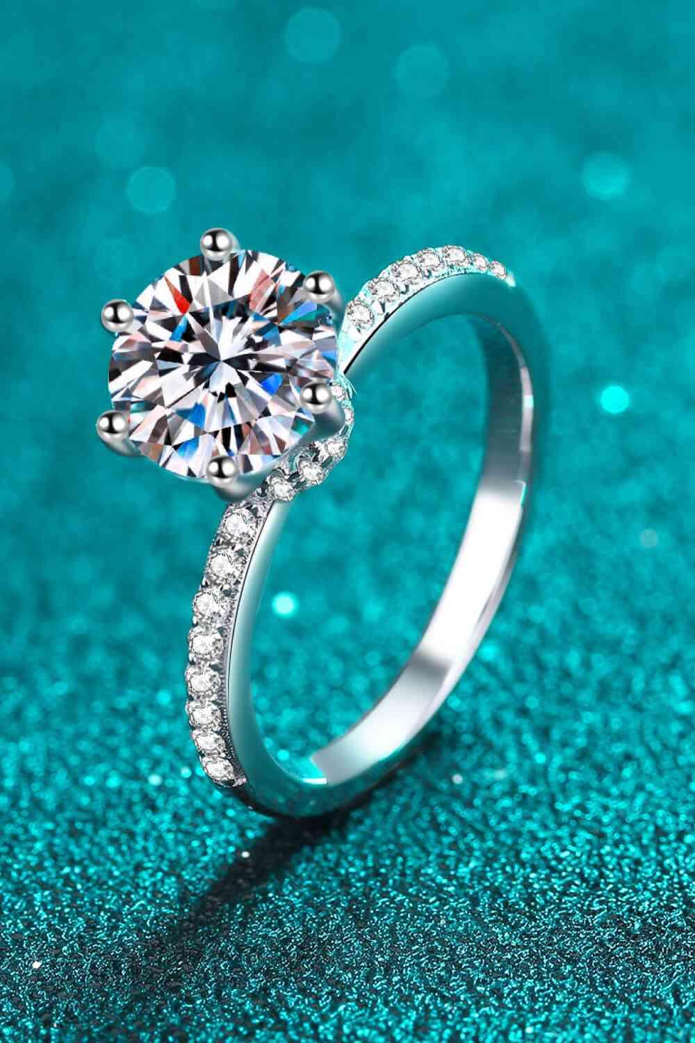 925 Sterling Silver 2 Carat Moissanite Ring - Clothes For Her Online Store