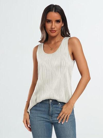 Round Neck Wide Strap Tank - Clothes For Her Online Store
