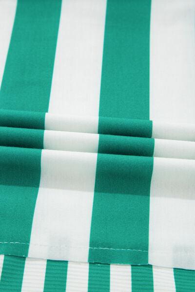 Stripe Colorblock Collar Half Button Shirt - Clothes For Her Online Store