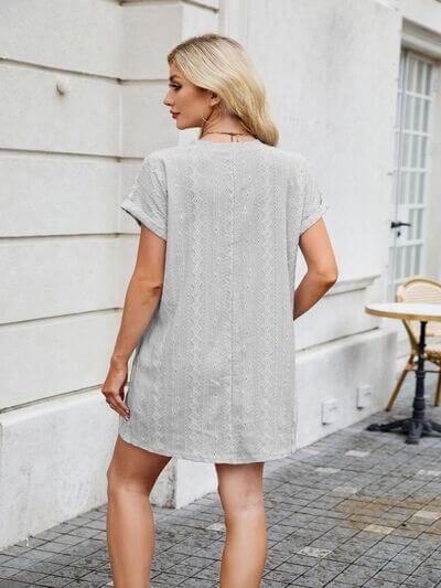 Round Neck Short Sleeve Mini Dress - Clothes For Her Online Store