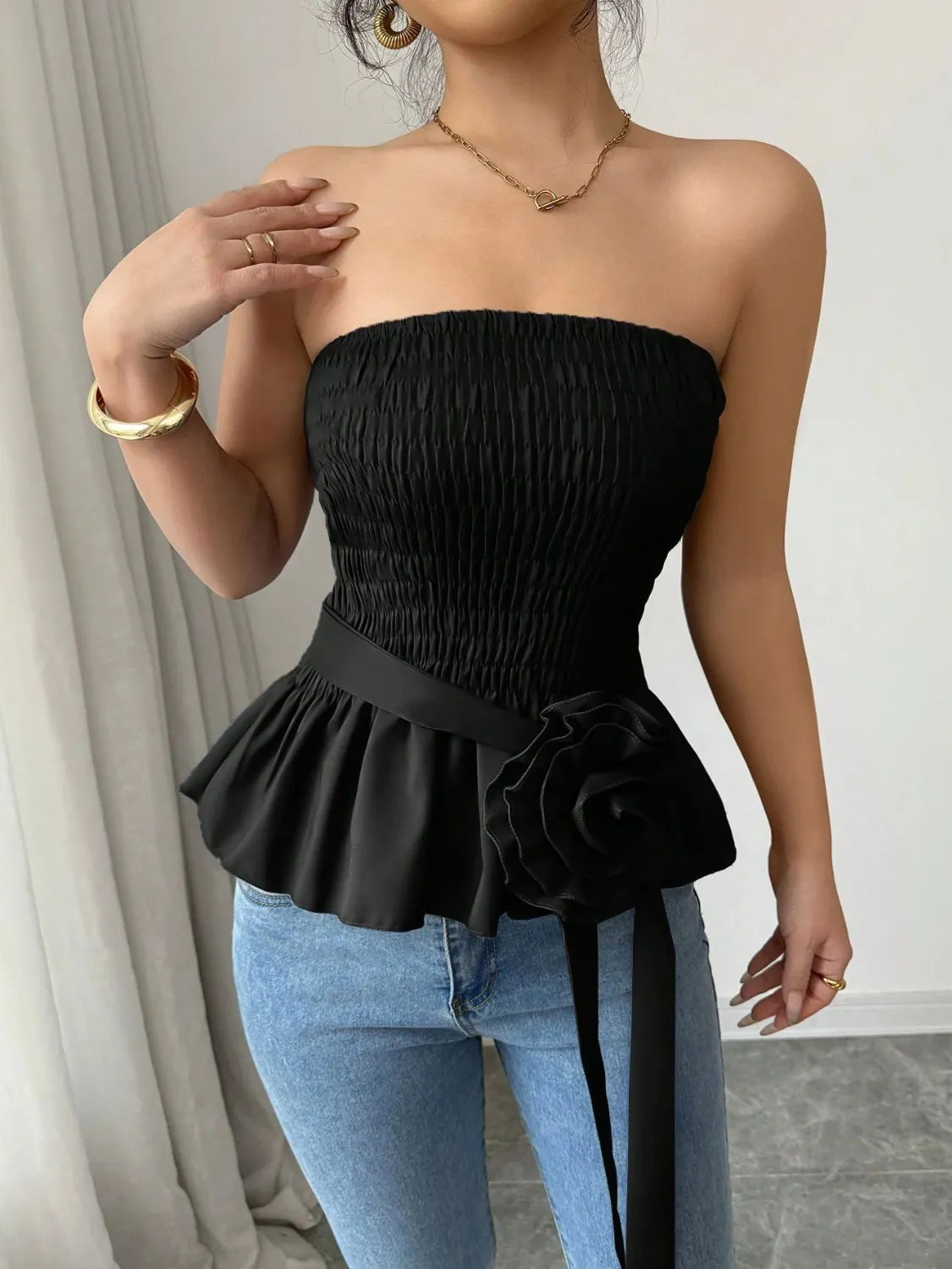 Flower Smocked Tube Top