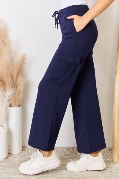 RISEN Drawstring Relaxed Cargo Wide Leg Pants - Clothes For Her Online Store