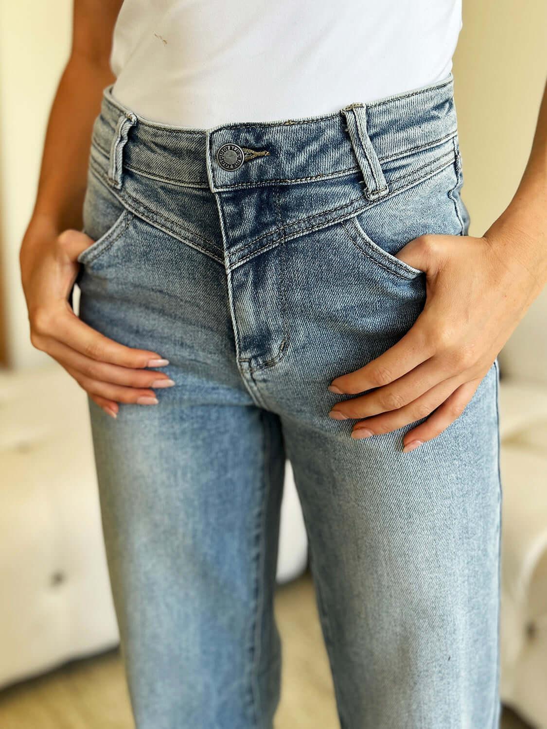Judy Blue Full Size High Waist Wide Leg Jeans - Clothes For Her Online Store