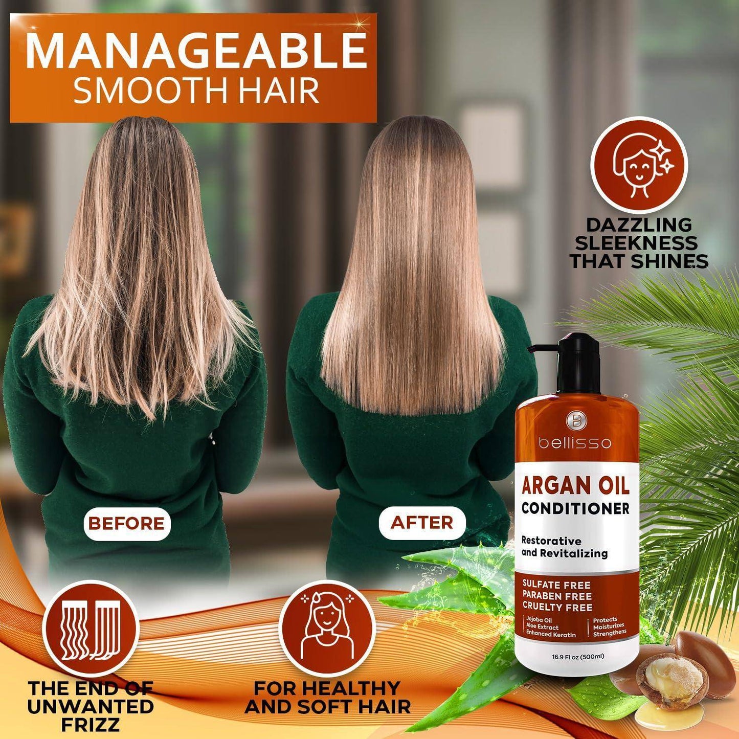 Argan Oil Conditioner Sulfate Free with No Parabens Moroccan Botanicals for - Clothes For Her Online Store