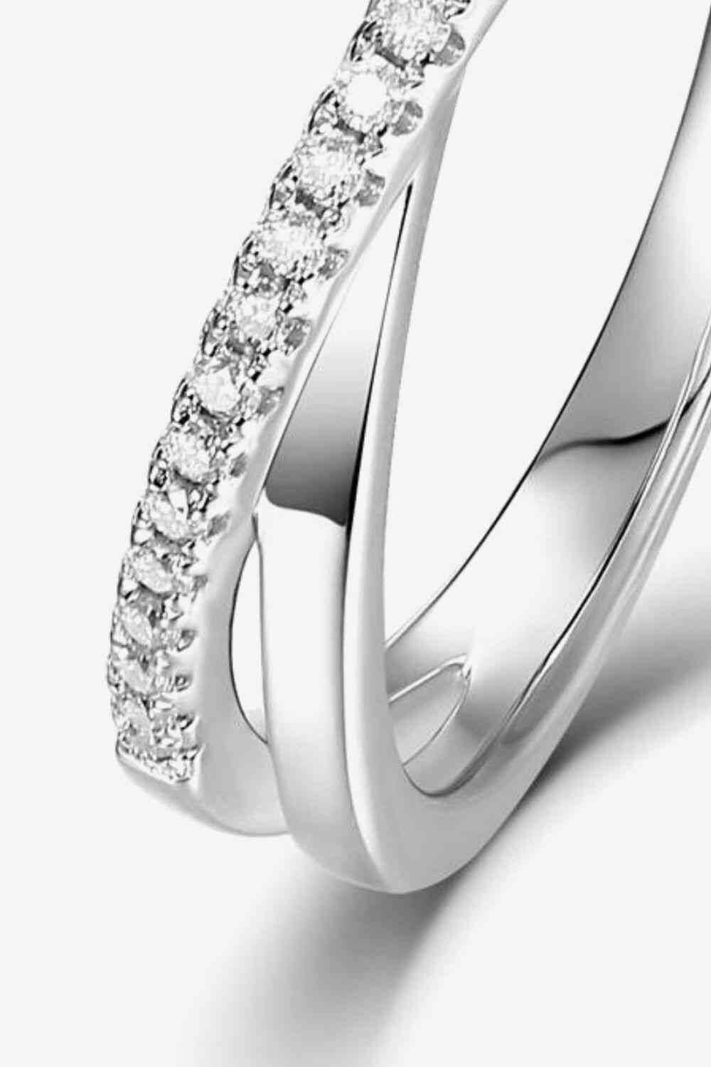 Adored Moissanite Crisscross 925 Sterling Silver Ring - Clothes For Her Online Store