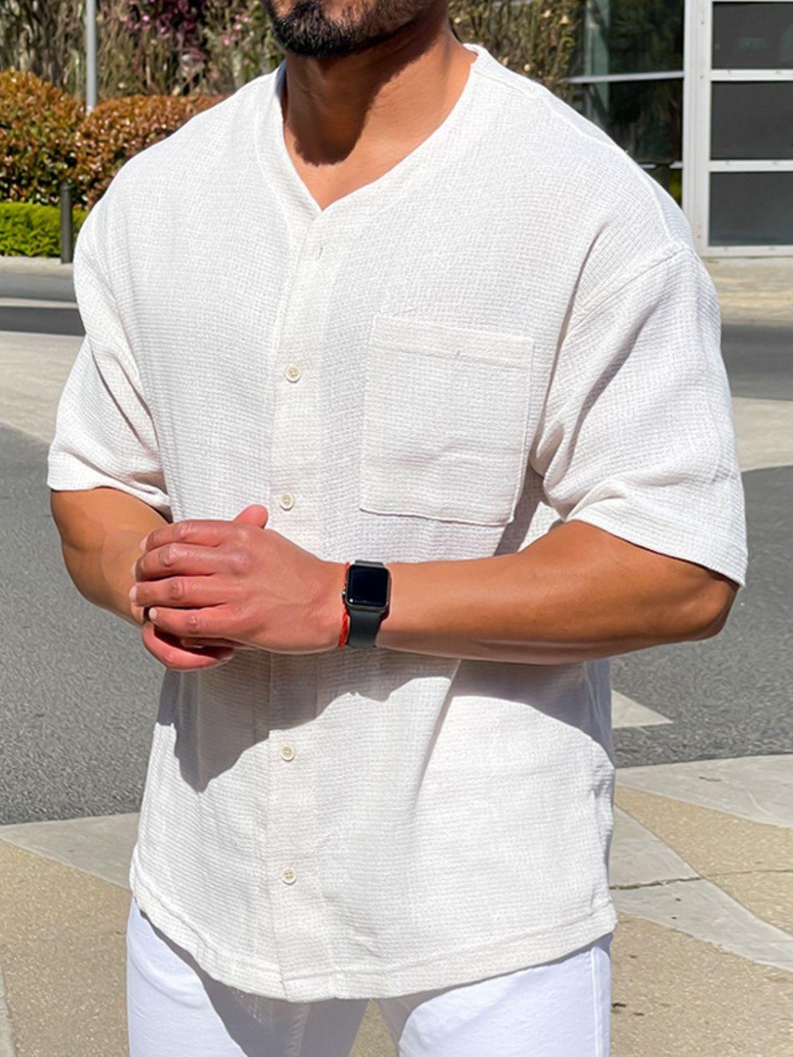 Men's Plus Size Chest Pocket Button Down Shirt - Clothes For Her Online Store