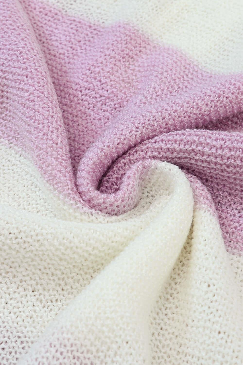 Striped Half Button Ribbed Sweater - Clothes For Her Online Store