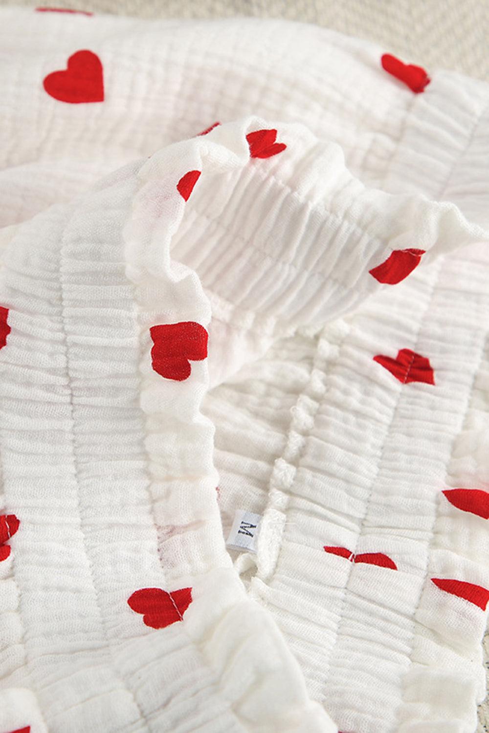 Basic Bae Heart Collared Neck Button Down Top and Shorts Set - Clothes For Her Online Store