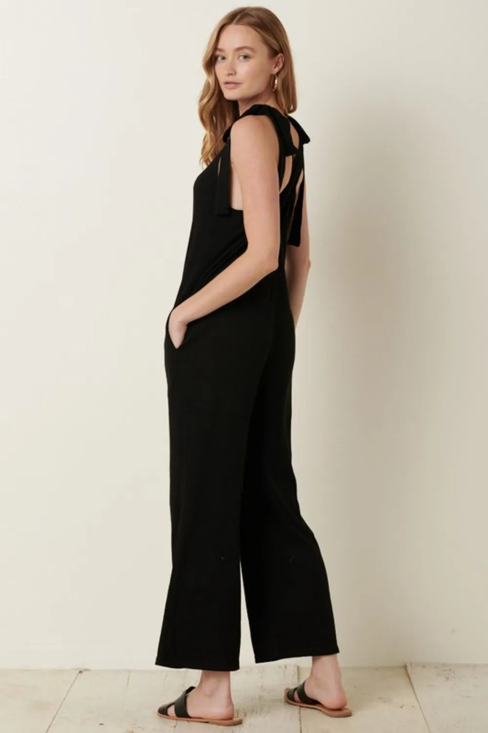 Mittoshop Rib Knit V-Neck Cross Back Jumpsuit - Clothes For Her Online Store