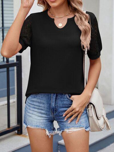 Lace Short Sleeve T-Shirt - Clothes For Her Online Store