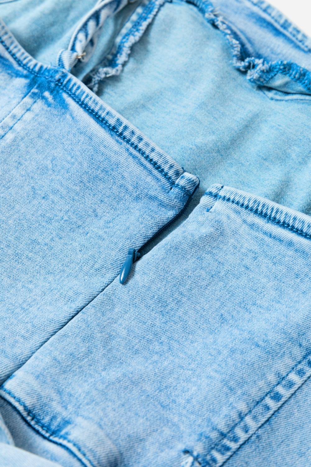 Tied Spaghetti Strap Denim Romper - Clothes For Her Online Store