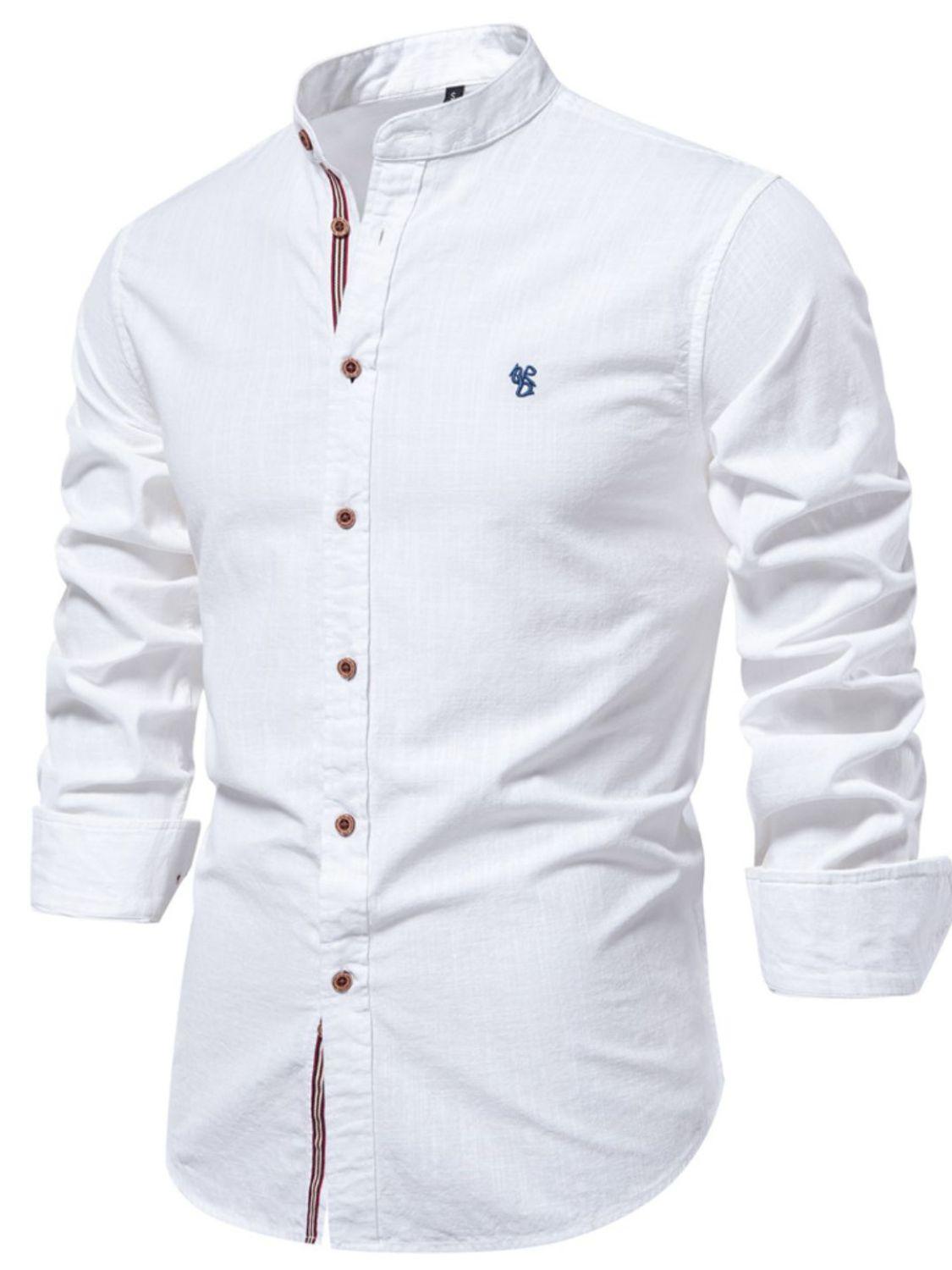 Men's Full Size Button Down Embroidered Shirt Plus Size - Clothes For Her Online Store