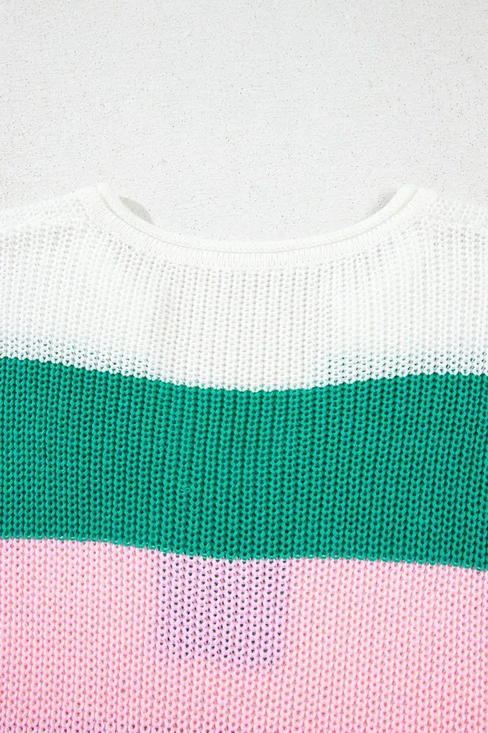 Color Block Notched Cap Sleeve Knit Top