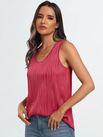 Round Neck Wide Strap Tank - Clothes For Her Online Store