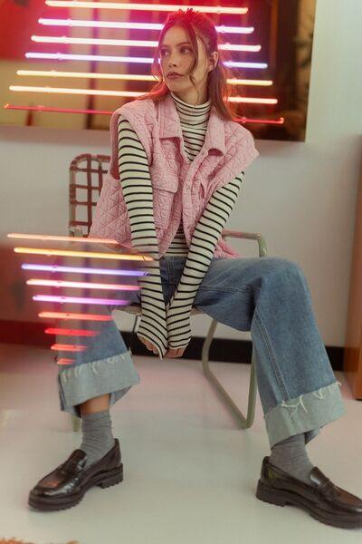 Annie Wear Texture Quilted Snap Down Vest Coat - Clothes For Her Online Store
