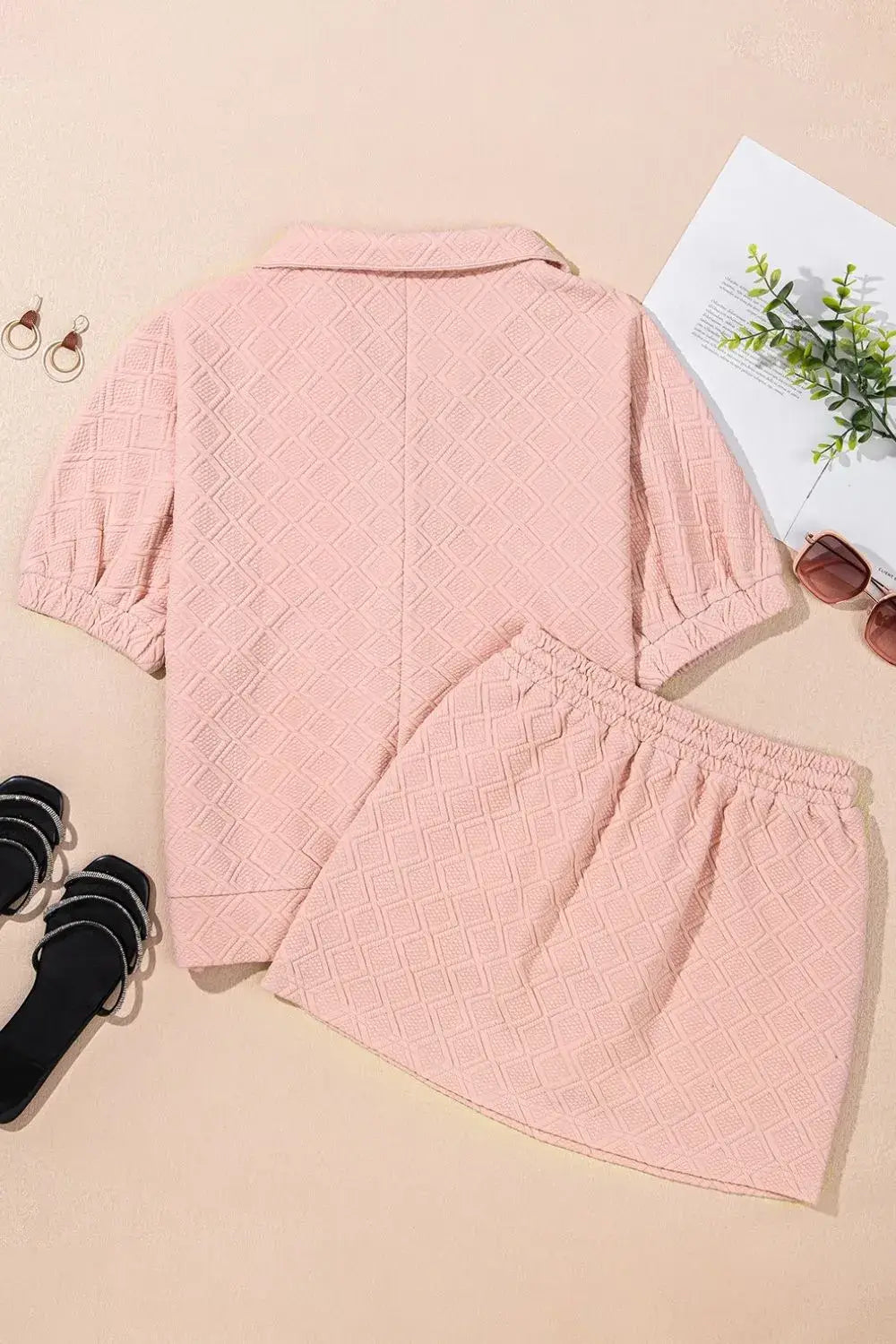 Half Zip Half Sleeve Top and Skirt Set - Clothes For Her Online Store