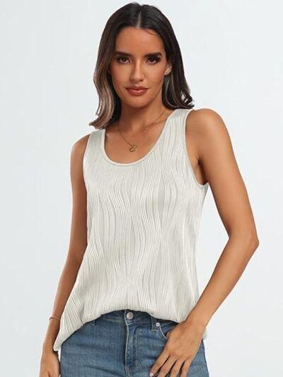 Round Neck Wide Strap Tank - Clothes For Her Online Store