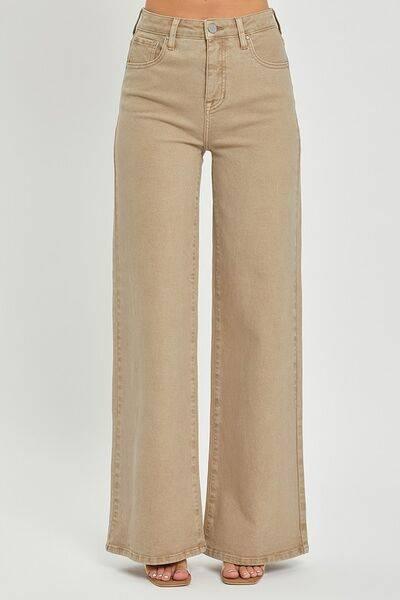RISEN Full Size Tummy Control High Rise Wide Leg Jeans Plus Size - Clothes For Her Online Store