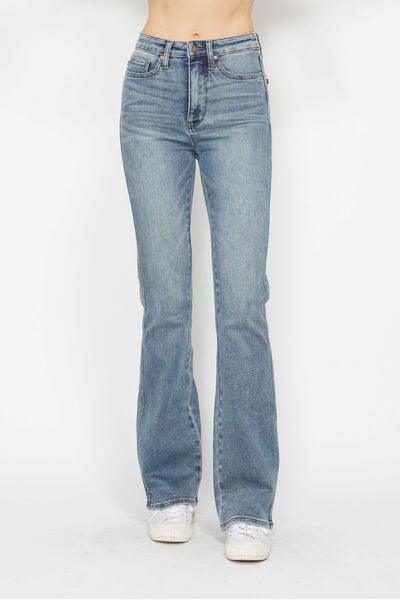 Judy Blue Full Size Tummy Control Back Embroidered Pocketed Bootcut Jeans Plus Size - Clothes For Her Online Store