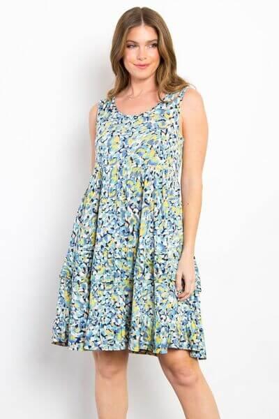 Be Stage Full Size Print Wrinkle Free Ruffled Dress - Clothes For Her Online Store