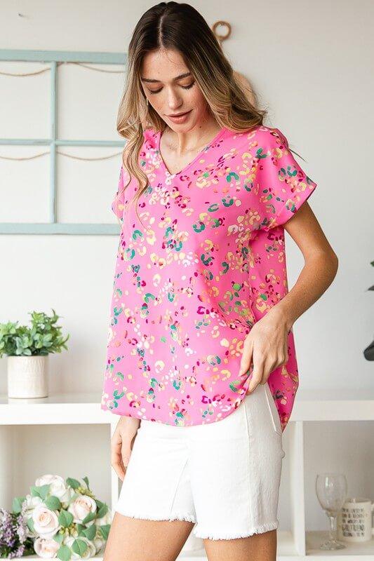 Heimish Full Size Animal print V-Neck Short Sleeve T-Shirt Plus Size - Clothes For Her Online Store