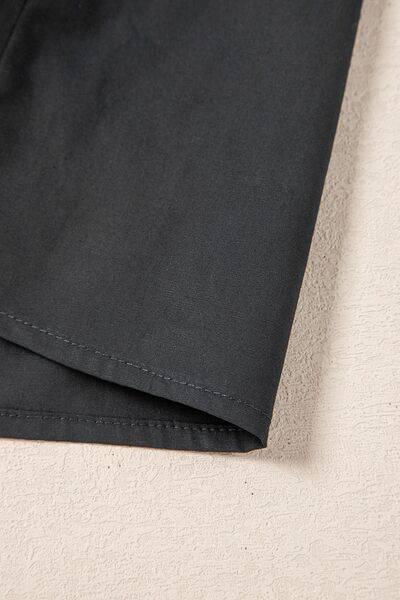 Button Down Puff Sleeve Ruffle Hem Dress - Clothes For Her Online Store