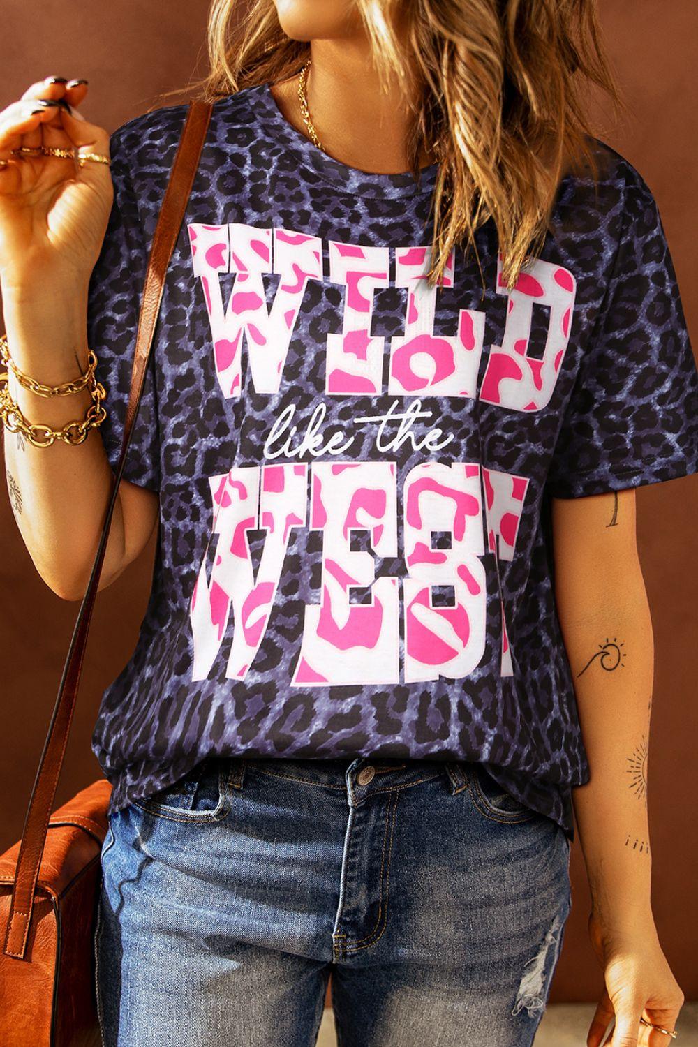 WILD LIKE THE WEST Graphic Leopard T-Shirt - Clothes For Her Online Store
