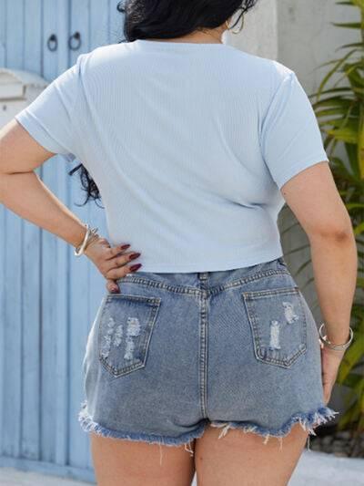 Plus Size Ruched Surplice Short Sleeve Blouse - Clothes For Her Online Store