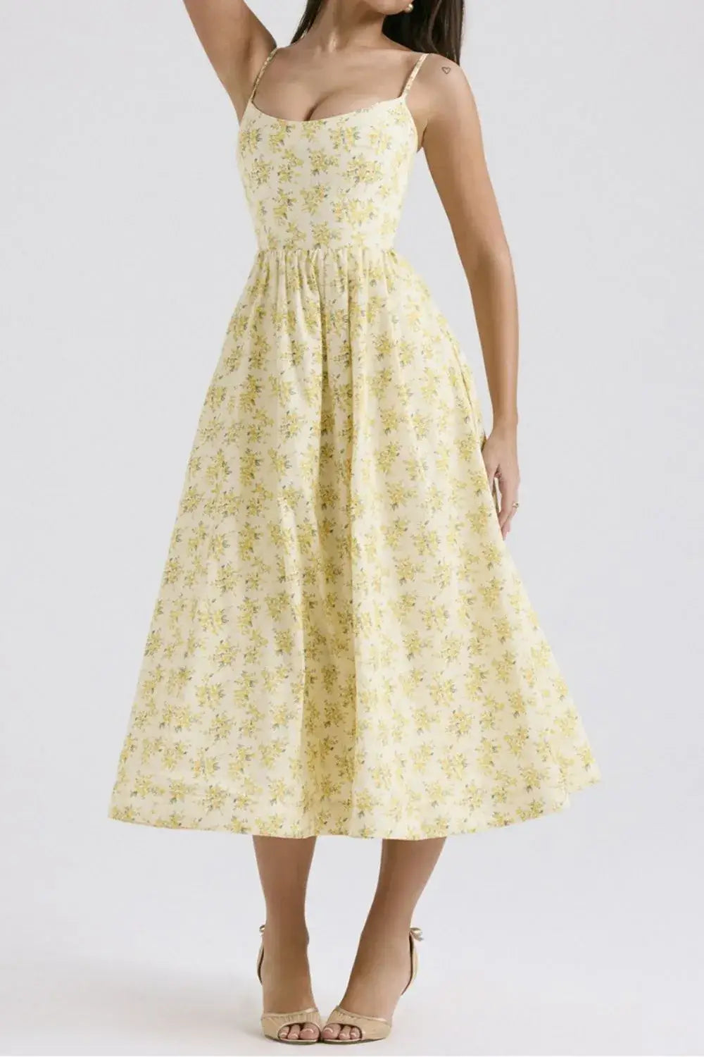 Floral Print Spaghetti Strap Midi Dress