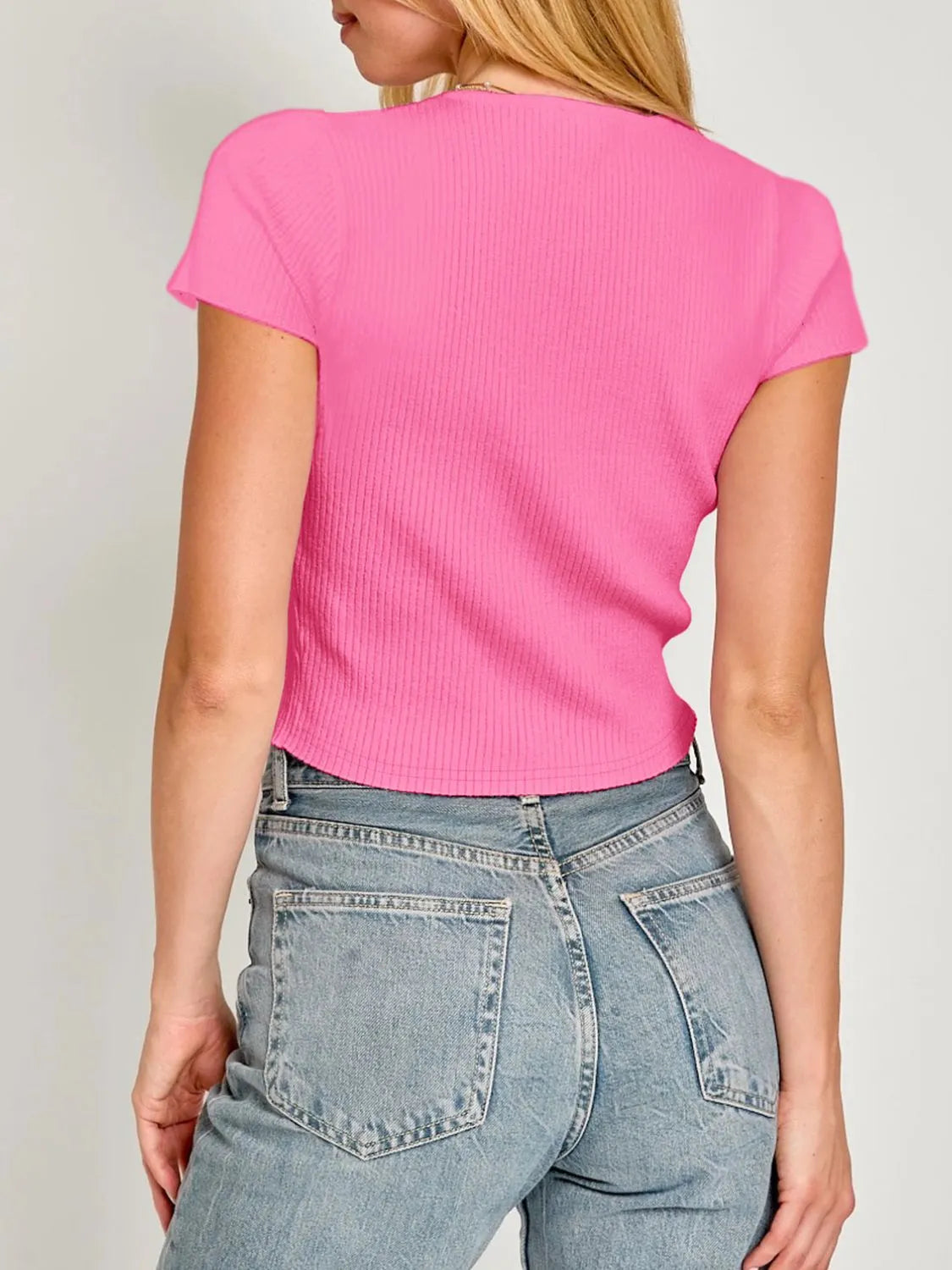 Bow Round Neck Short Sleeve T-Shirt