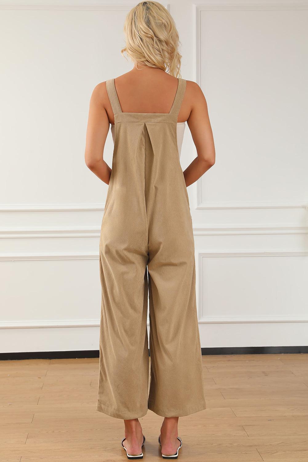 Pocketed Wide Leg Overall - Clothes For Her Online Store