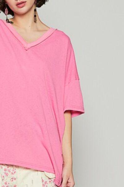 POL V-Neck Half Sleeve T-Shirt - Clothes For Her Online Store