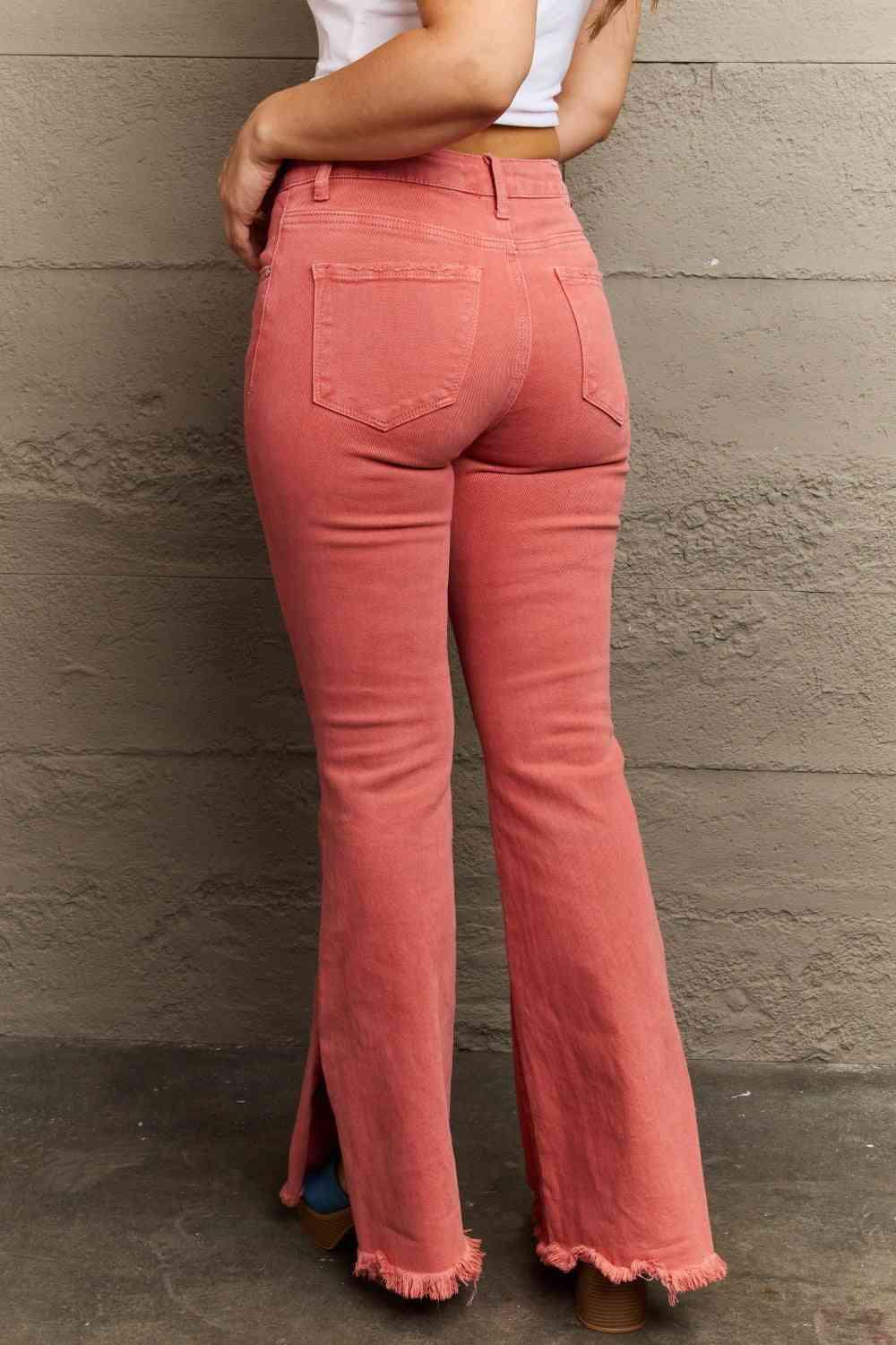 RISEN Bailey Full Size High Waist Side Slit Flare Jeans - Clothes For Her Online Store
