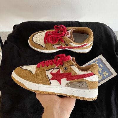 Contrast Star Lace Up Athletic Sneakers - Clothes For Her Online Store