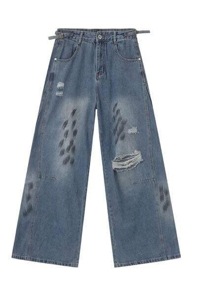 Distressed Jeans with Pockets - Clothes For Her Online Store