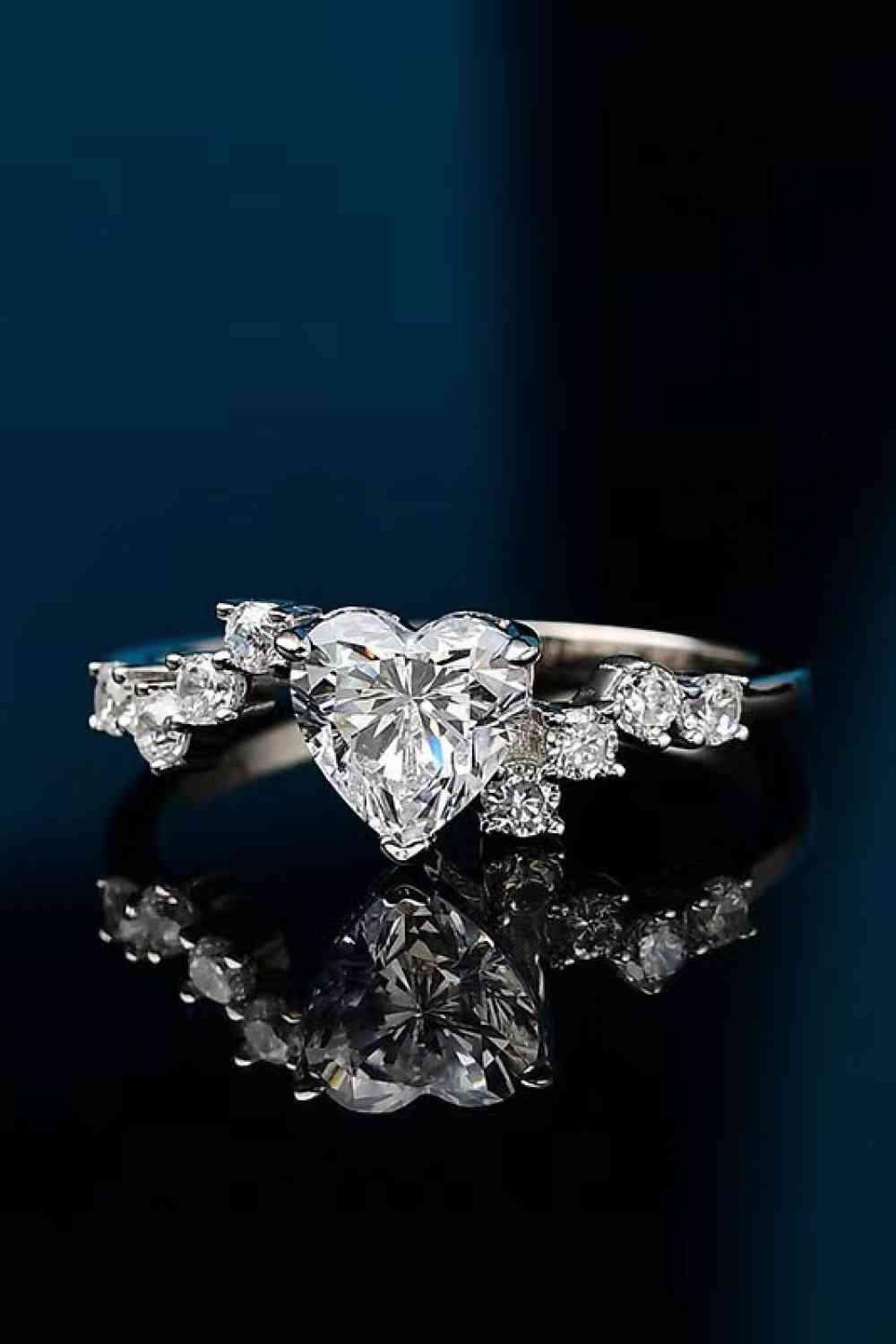 1 Carat Moissanite Heart 925 Sterling Silver Ring - Clothes For Her Online Store