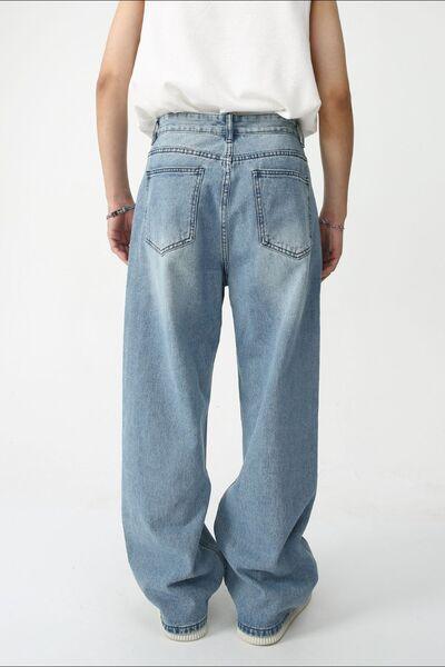 Men's Graffiti Wide Leg Jeans - Clothes For Her Online Store