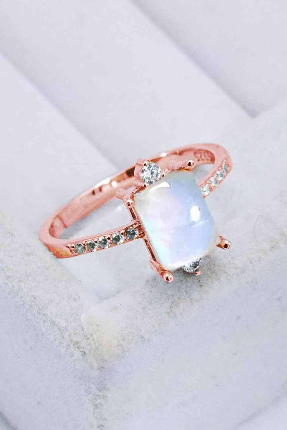 925 Sterling Silver Square Moonstone Ring - Clothes For Her Online Store