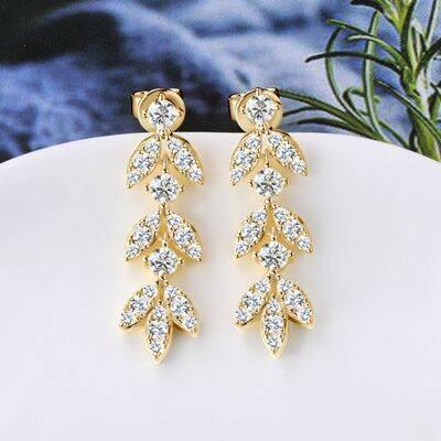 925 Sterling Silver Moissanite Leaf Earrings - Clothes For Her Online Store