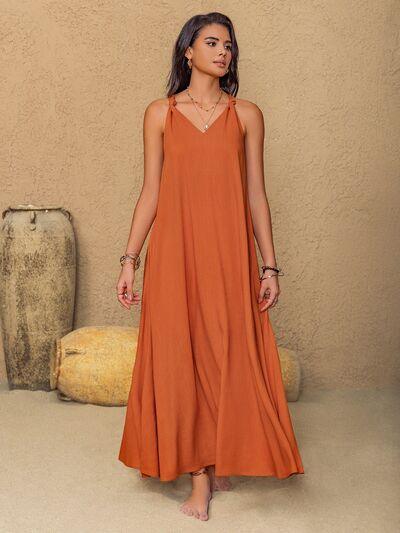 Ruched Twisted Back Sleeveless Maxi Cami Dress - Clothes For Her Online Store