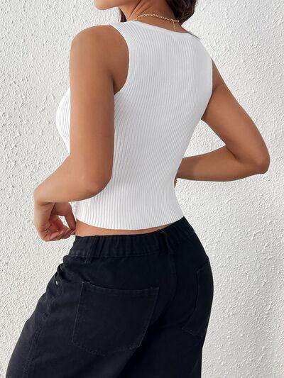 Perfee Bow Front Round Neck Tank - Clothes For Her Online Store
